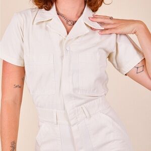 NWOT White Big Bud Press Short-Sleeved Jumpsuit